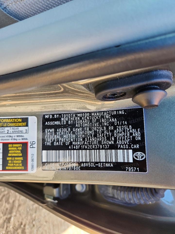 2014 Toyota Camry Le Gray vin: 4T4BF1FK2ER379137