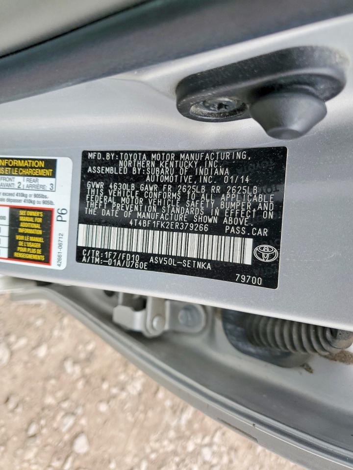 2014 Toyota Camry L Silver vin: 4T4BF1FK2ER379266