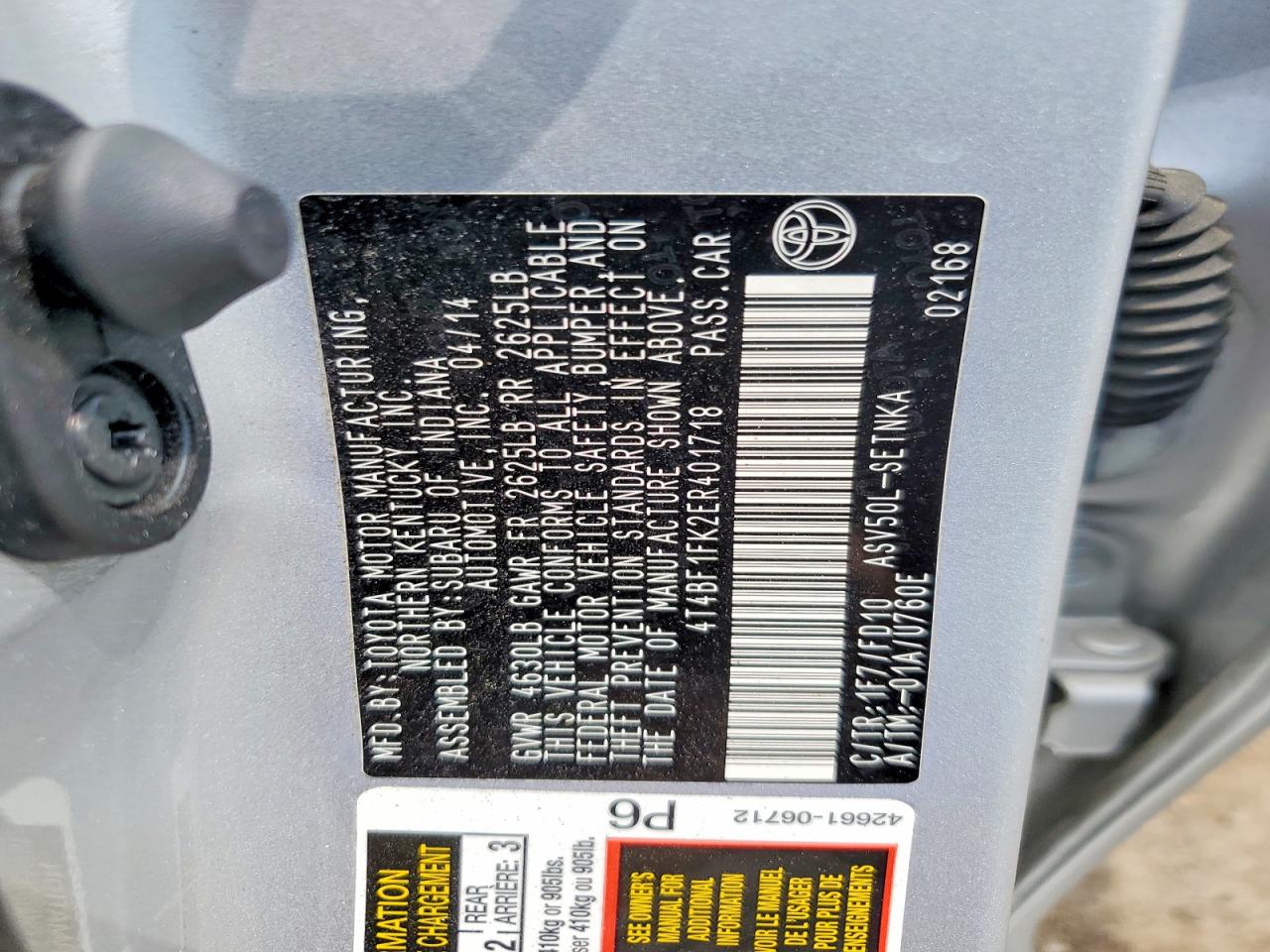 2014 Toyota Camry Le Silver vin: 4T4BF1FK2ER401718