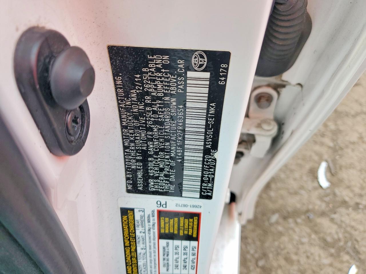 2015 Toyota Camry Le White vin: 4T4BF1FK2FR463654