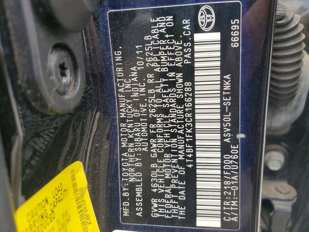 2012 Toyota Camry Le Black vin: 4T4BF1FK3CR166288