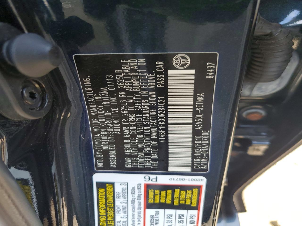 2013 Toyota Camry Le Black vin: 4T4BF1FK3DR284021