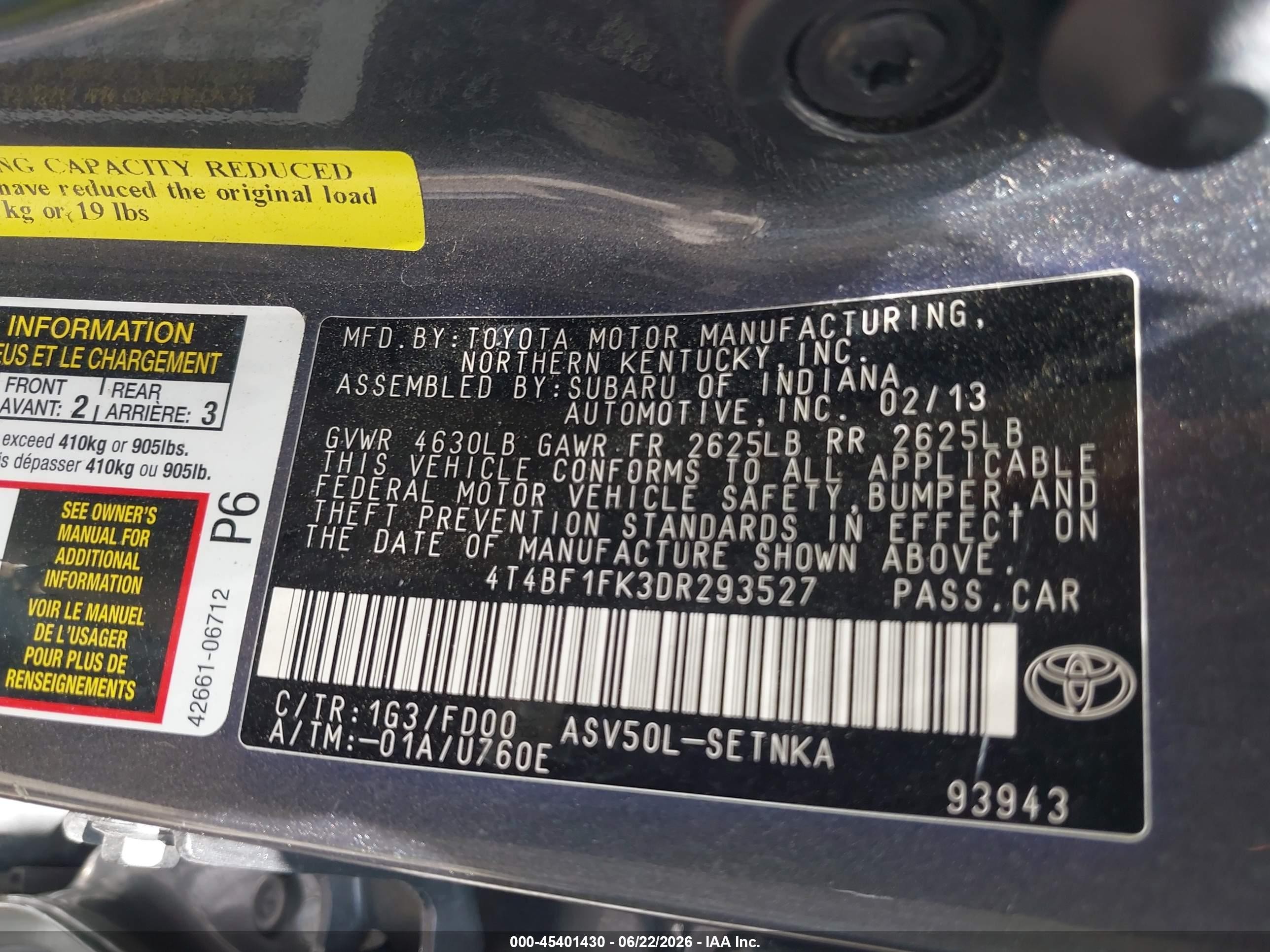 2013 Toyota Camry Le Серый vin: 4T4BF1FK3DR293527