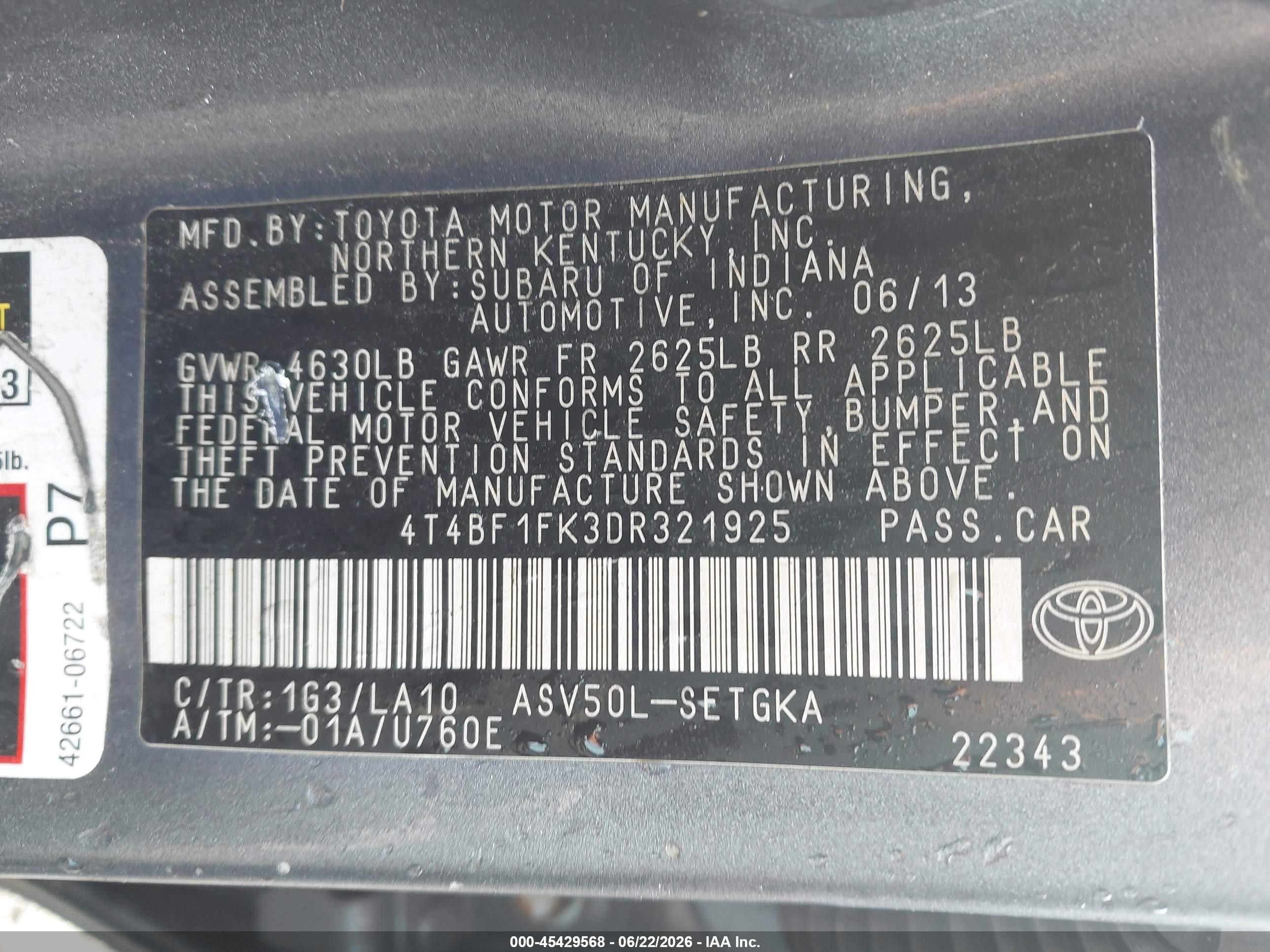 2013 Toyota Camry Xle Gray vin: 4T4BF1FK3DR321925