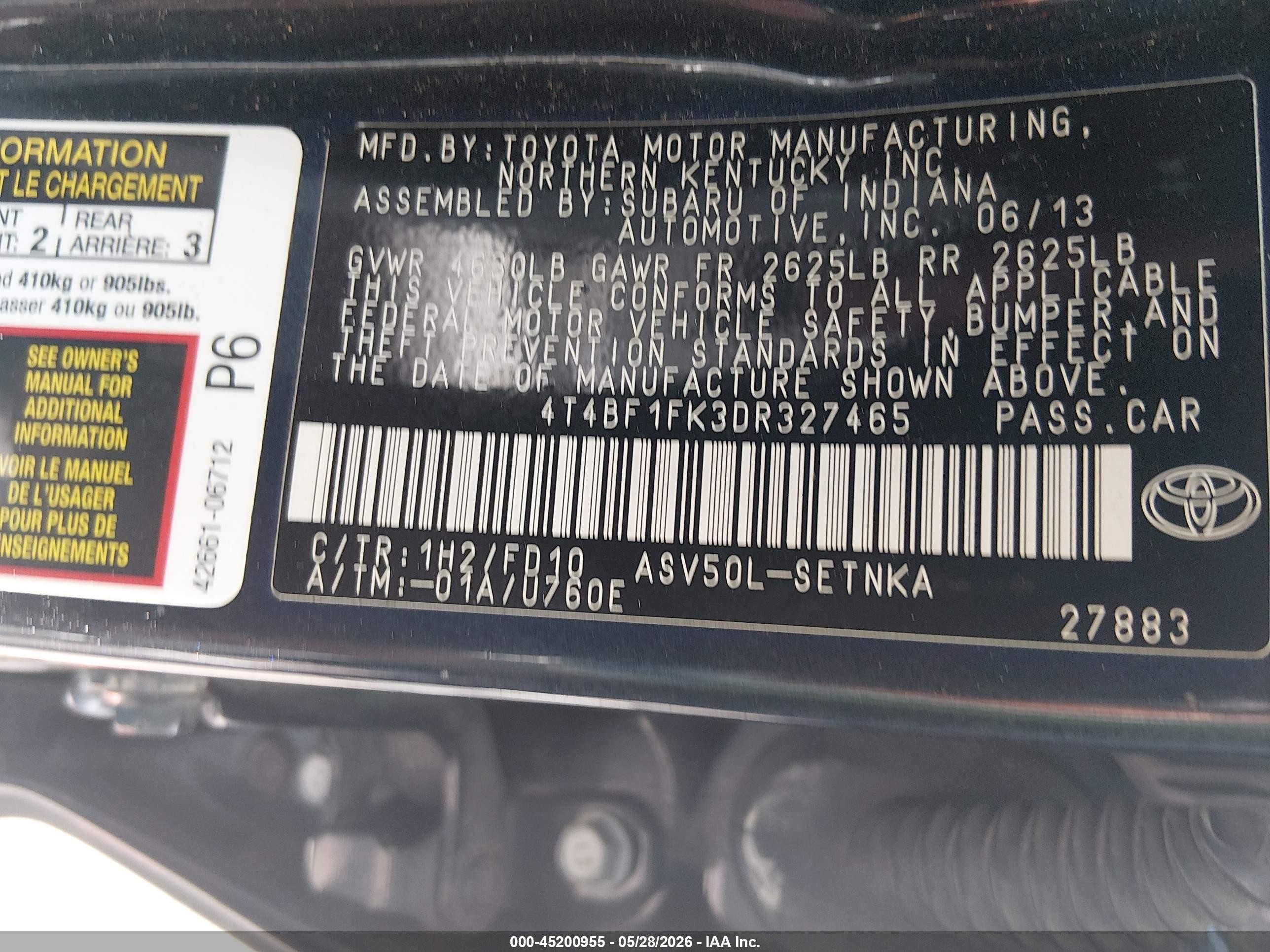 2013 Toyota Camry Le Синий vin: 4T4BF1FK3DR327465