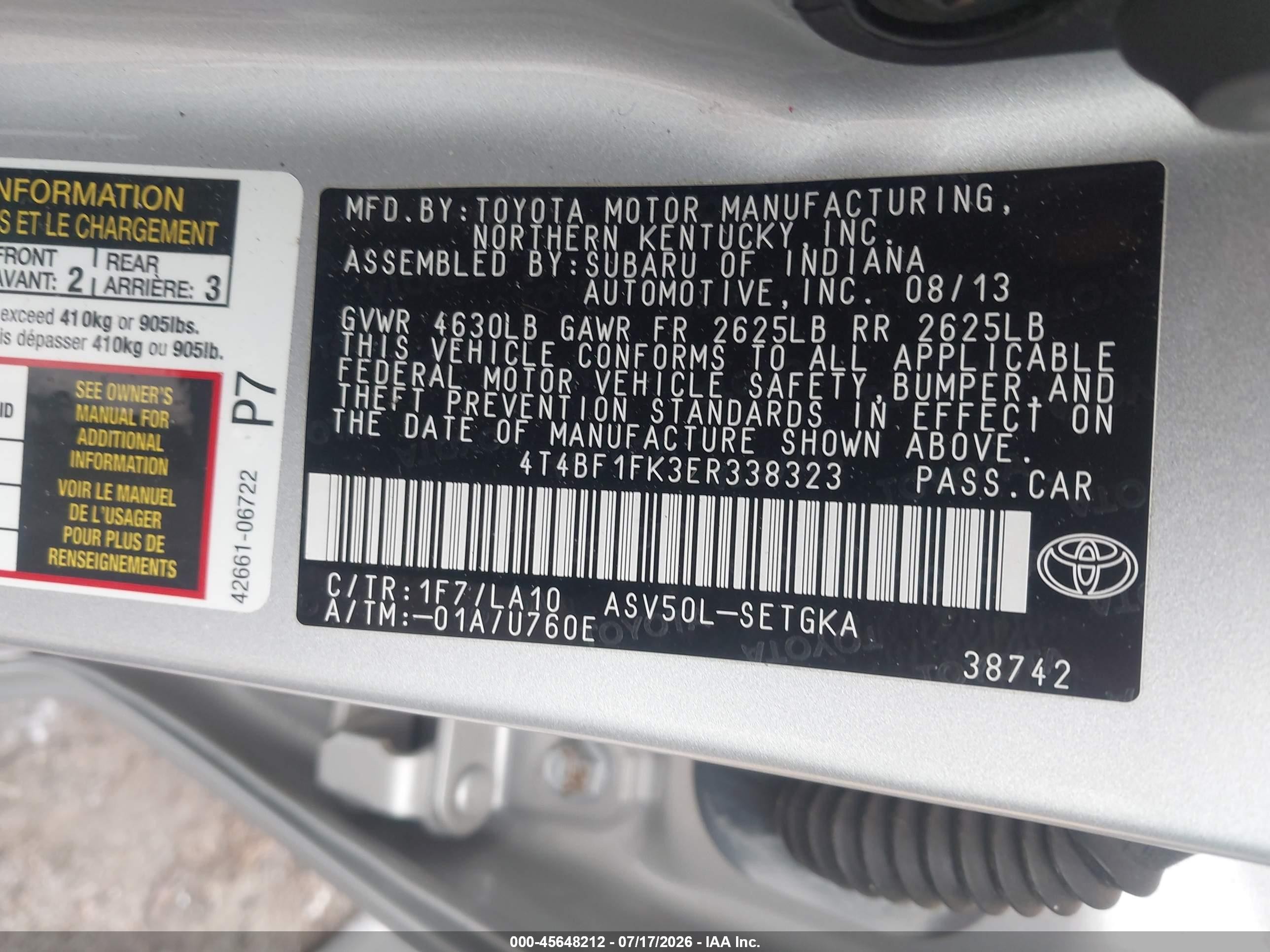 2014 Toyota Camry Xle Silver vin: 4T4BF1FK3ER338323