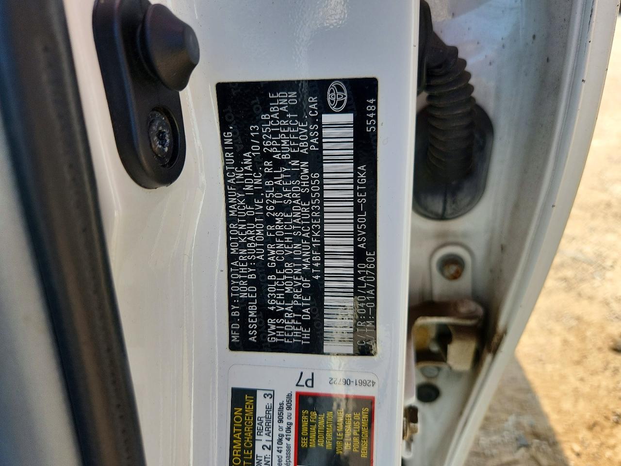 2014 Toyota Camry Xle Белый vin: 4T4BF1FK3ER355056