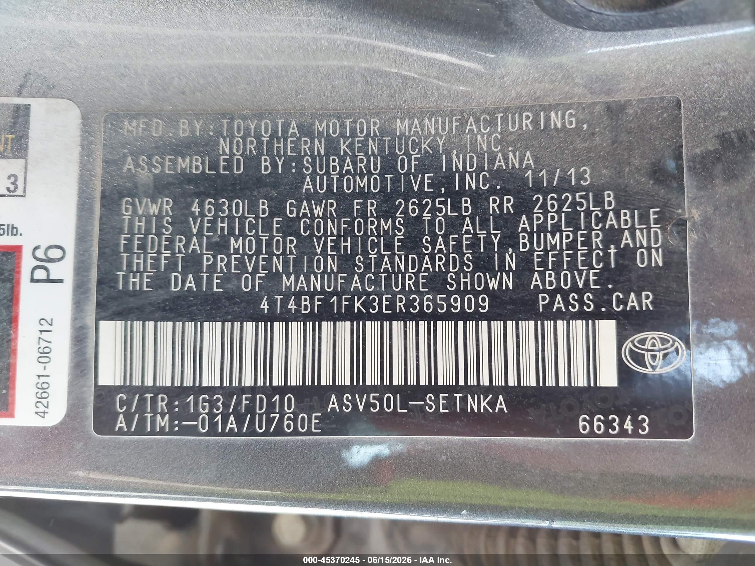 2014 Toyota Camry Le Gray vin: 4T4BF1FK3ER365909