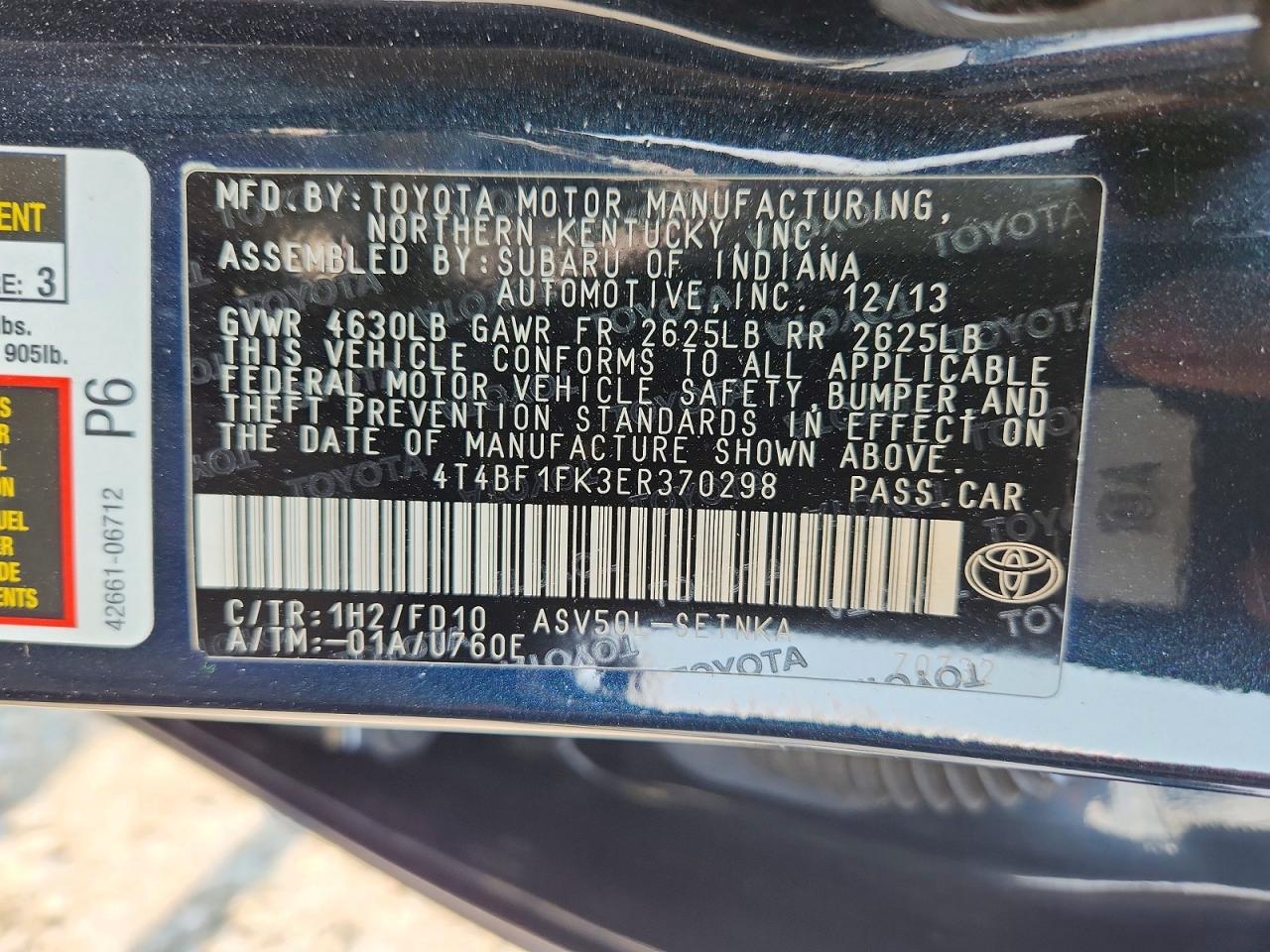 2014 Toyota Camry Le Black vin: 4T4BF1FK3ER370298