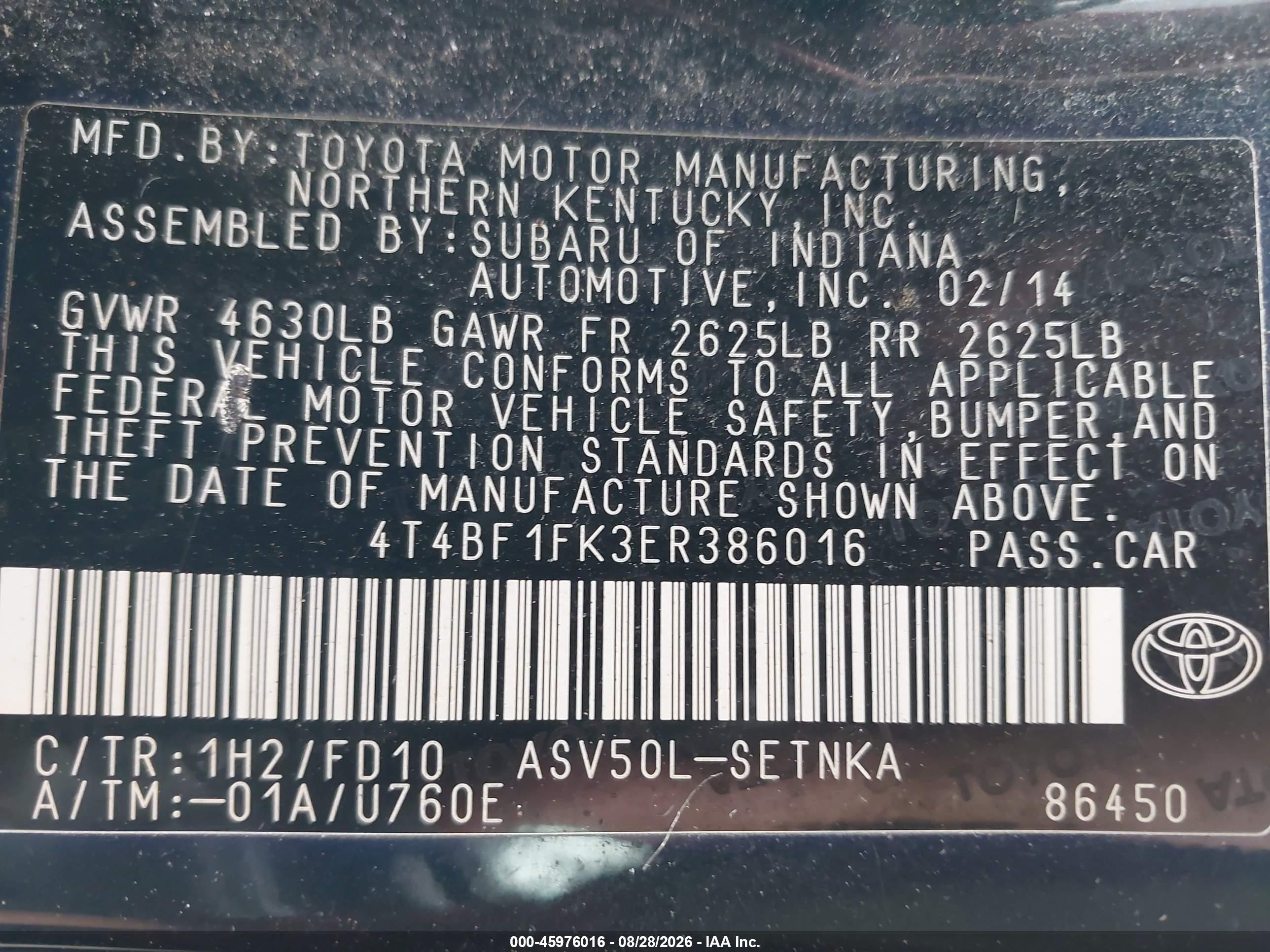 2014 Toyota Camry Le Black vin: 4T4BF1FK3ER386016