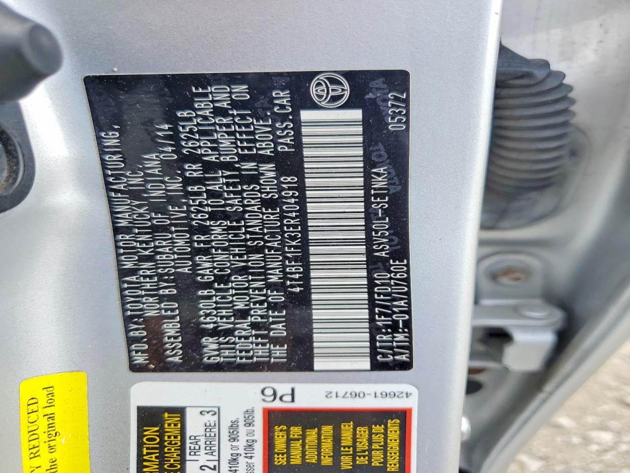 2014 Toyota Camry Le Silver vin: 4T4BF1FK3ER404918