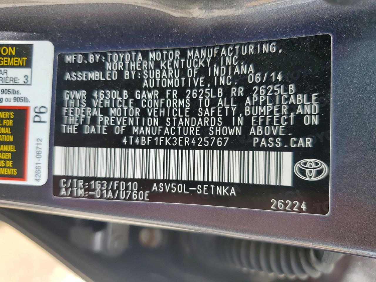 2014 Toyota Camry Le Gray vin: 4T4BF1FK3ER425767