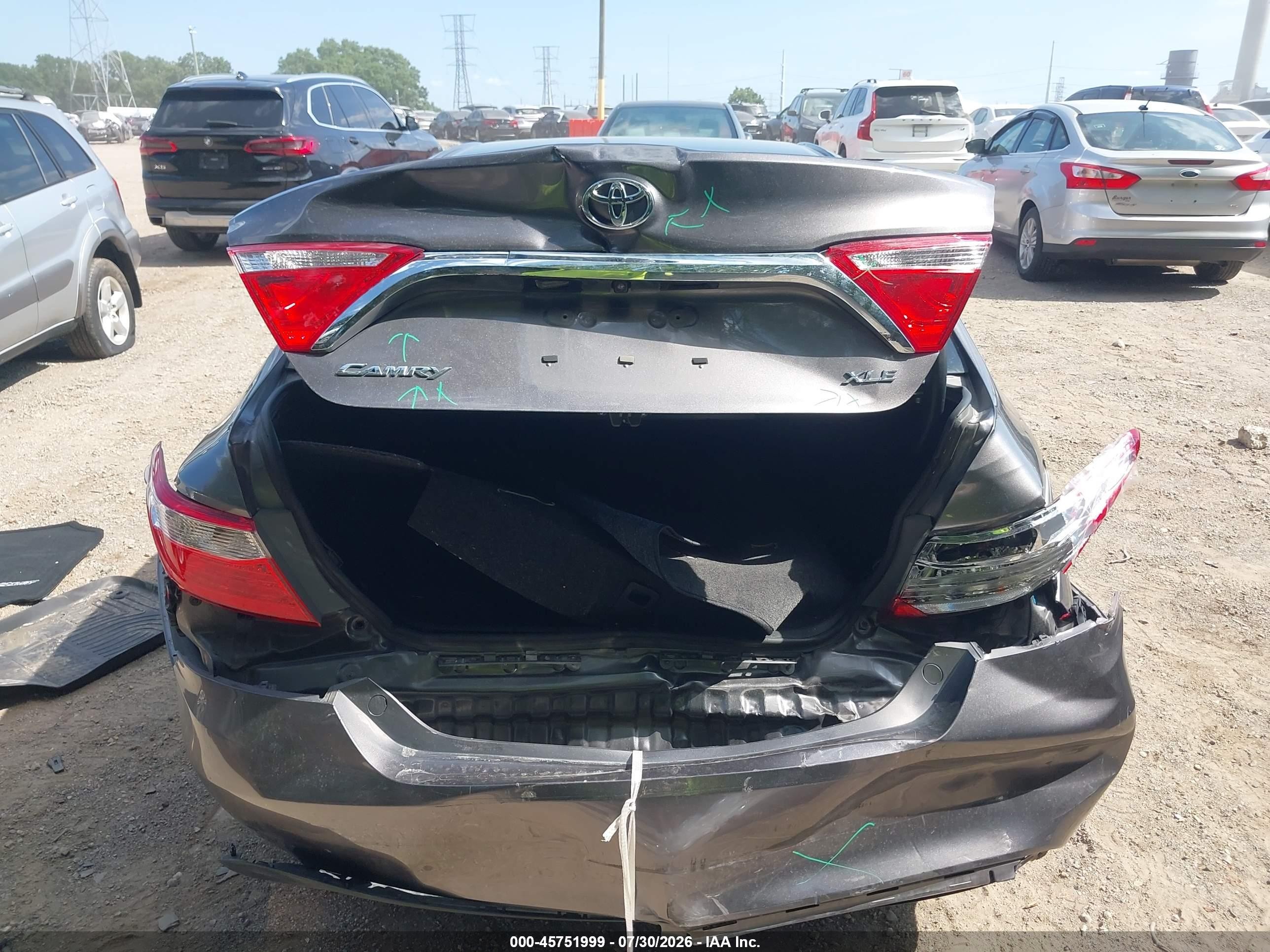 2015 Toyota Camry Xle Серый vin: 4T4BF1FK3FR512361