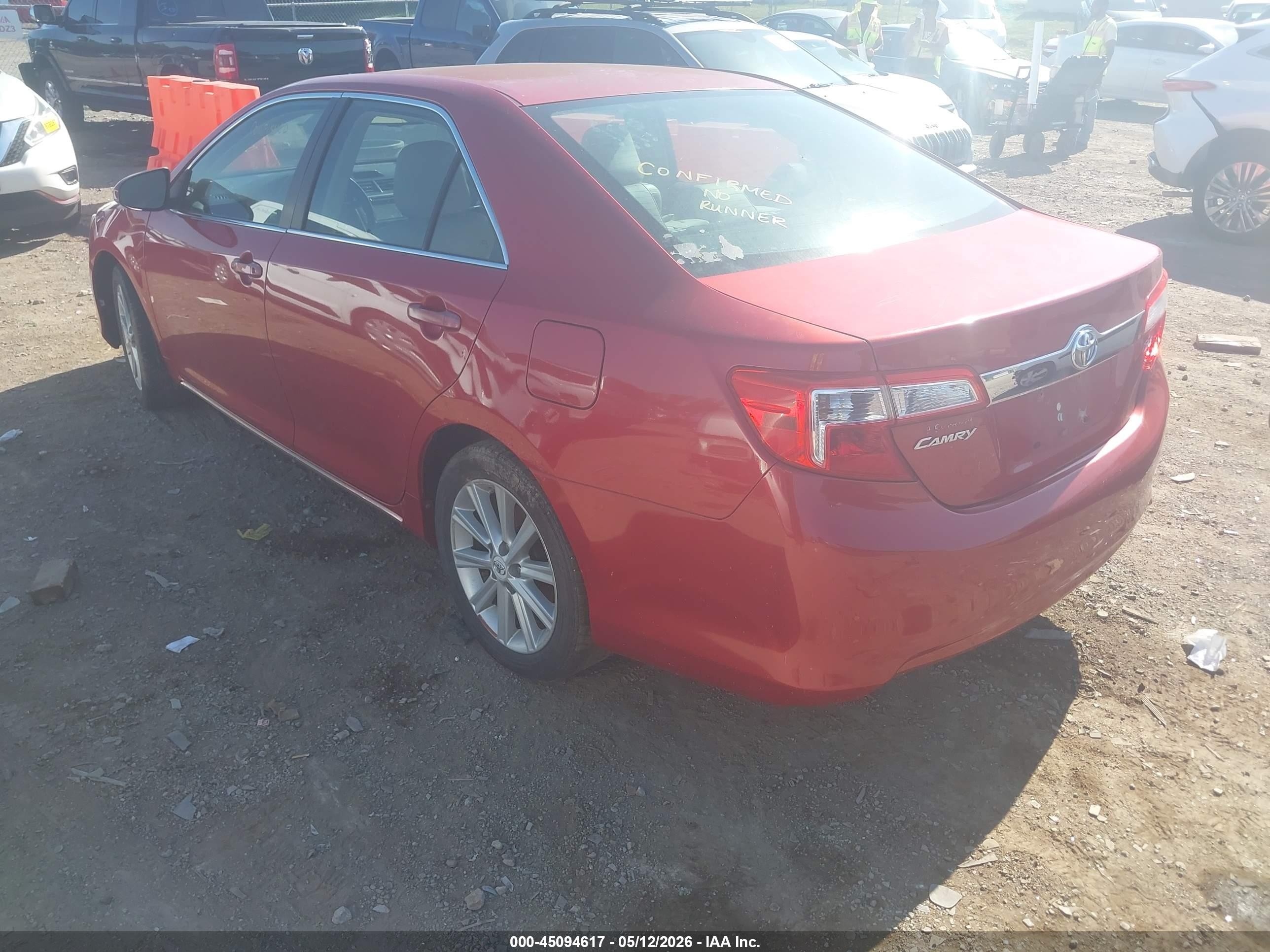 2012 Toyota Camry Xle Red vin: 4T4BF1FK4CR187697