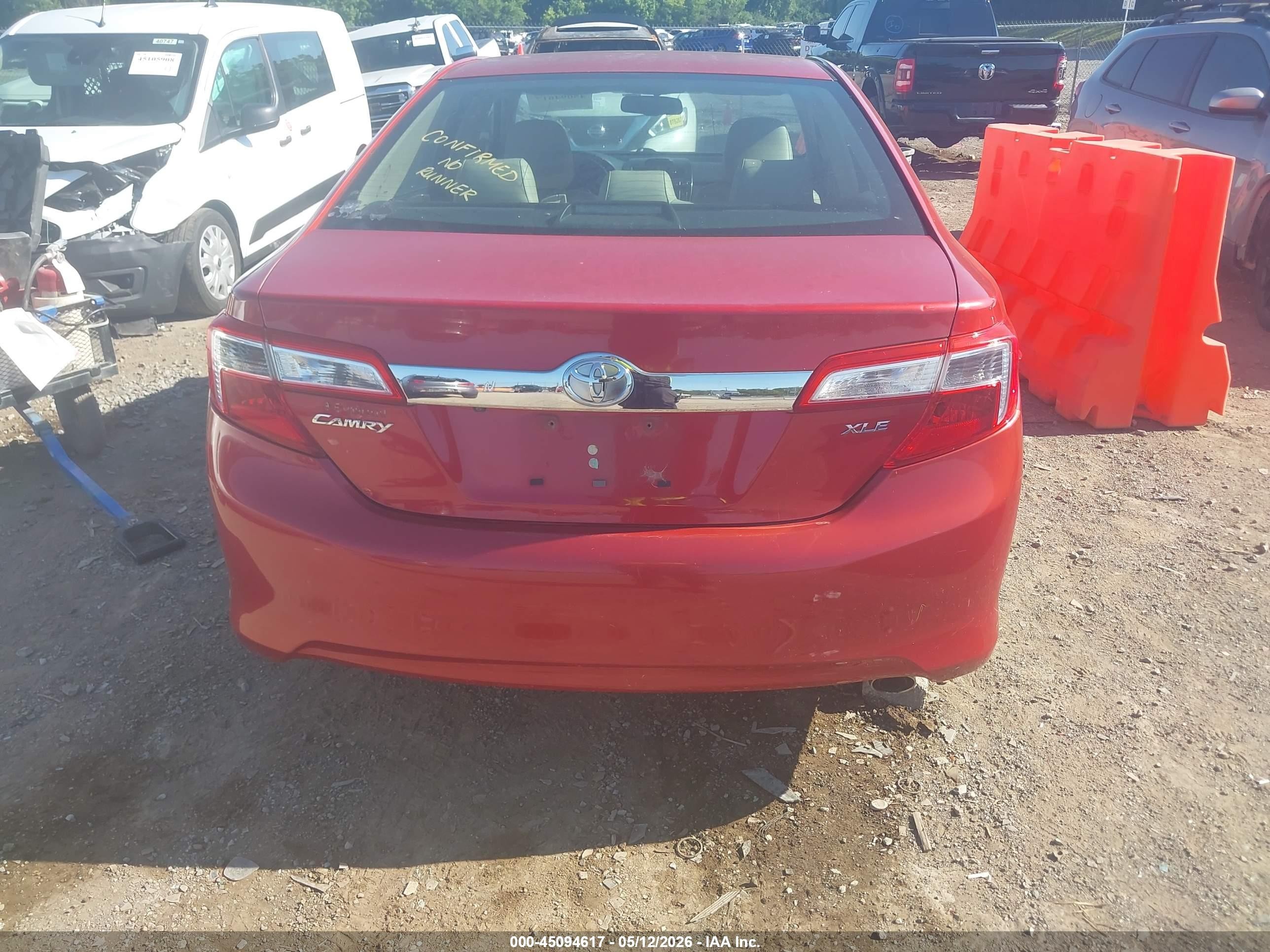 2012 Toyota Camry Xle Red vin: 4T4BF1FK4CR187697