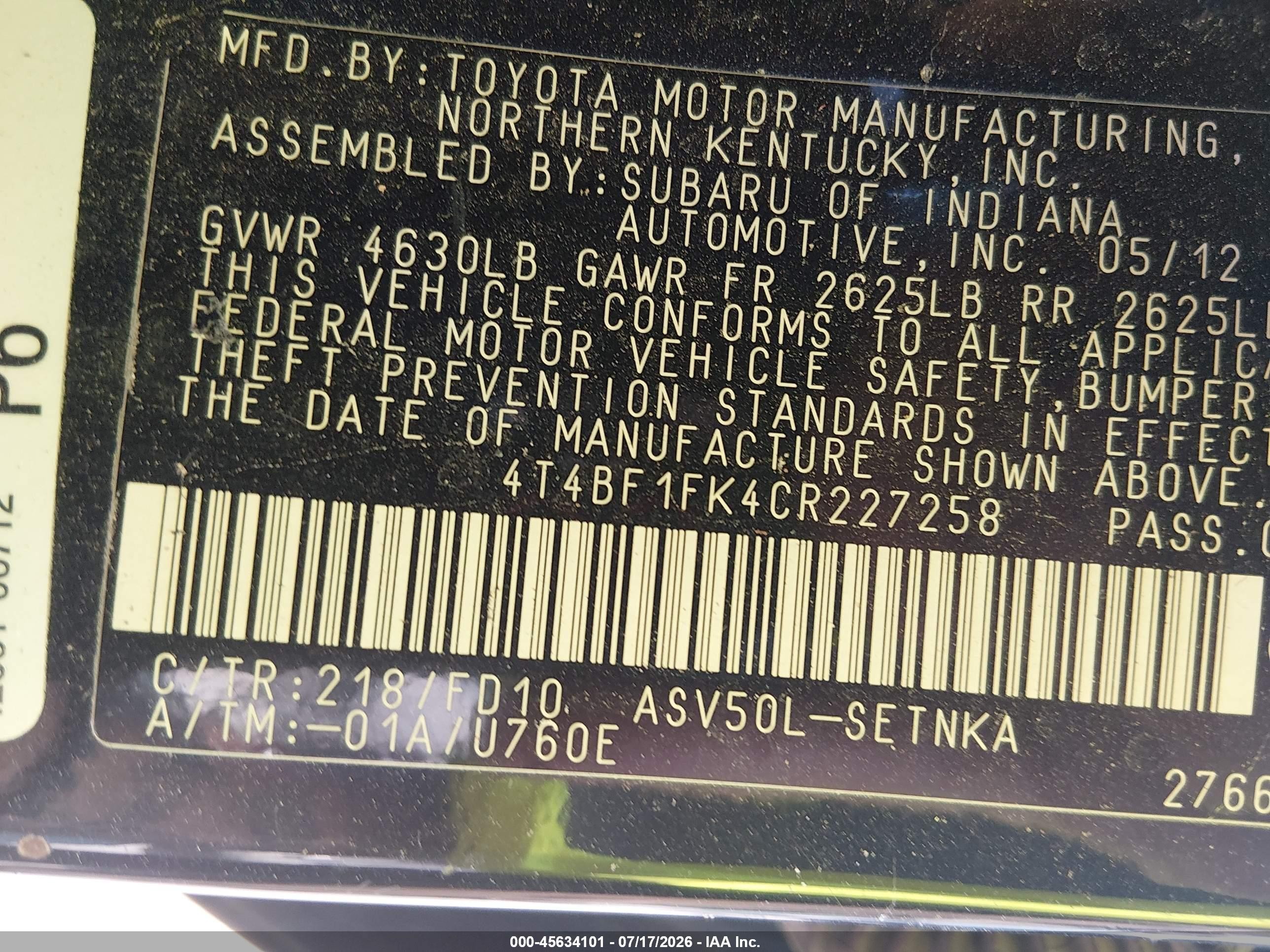 2012 Toyota Camry Le Черный vin: 4T4BF1FK4CR227258
