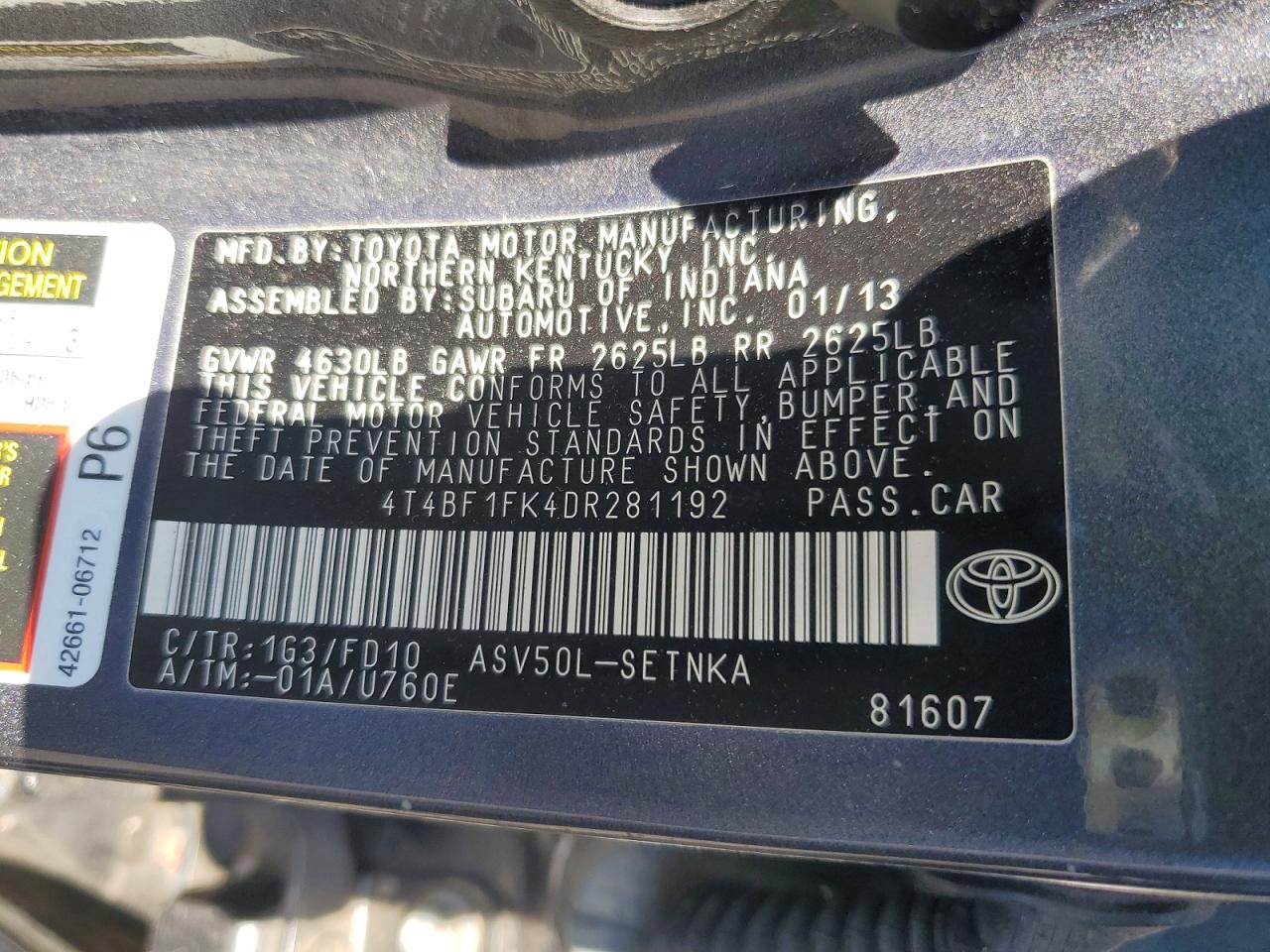 2013 Toyota Camry Le Gray vin: 4T4BF1FK4DR281192