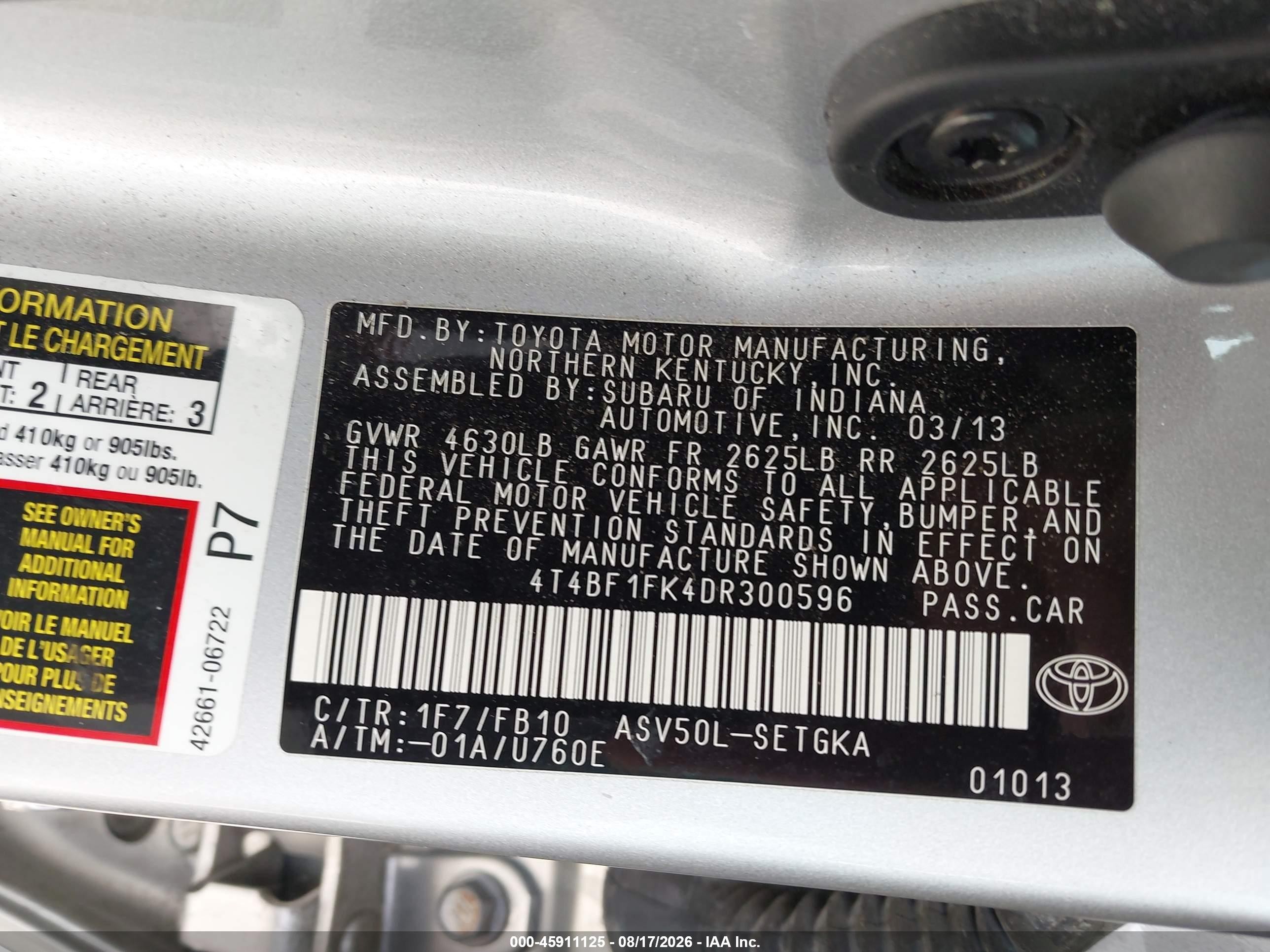 2013 Toyota Camry Xle Silver vin: 4T4BF1FK4DR300596