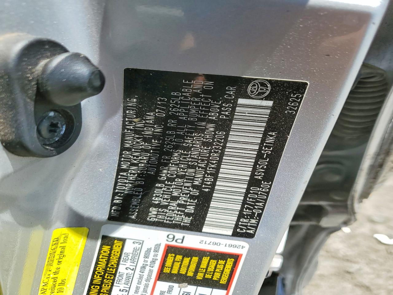 2013 Toyota Camry Le Silver vin: 4T4BF1FK4DR332206
