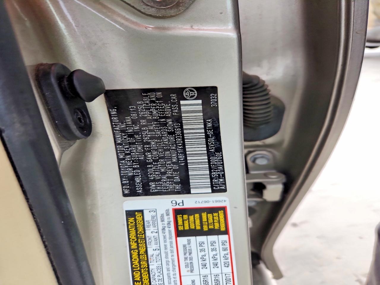 2013 Toyota Camry Le Бежевый vin: 4T4BF1FK4DR336613