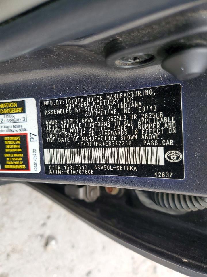 2014 Toyota Camry Xle Gray vin: 4T4BF1FK4ER342218