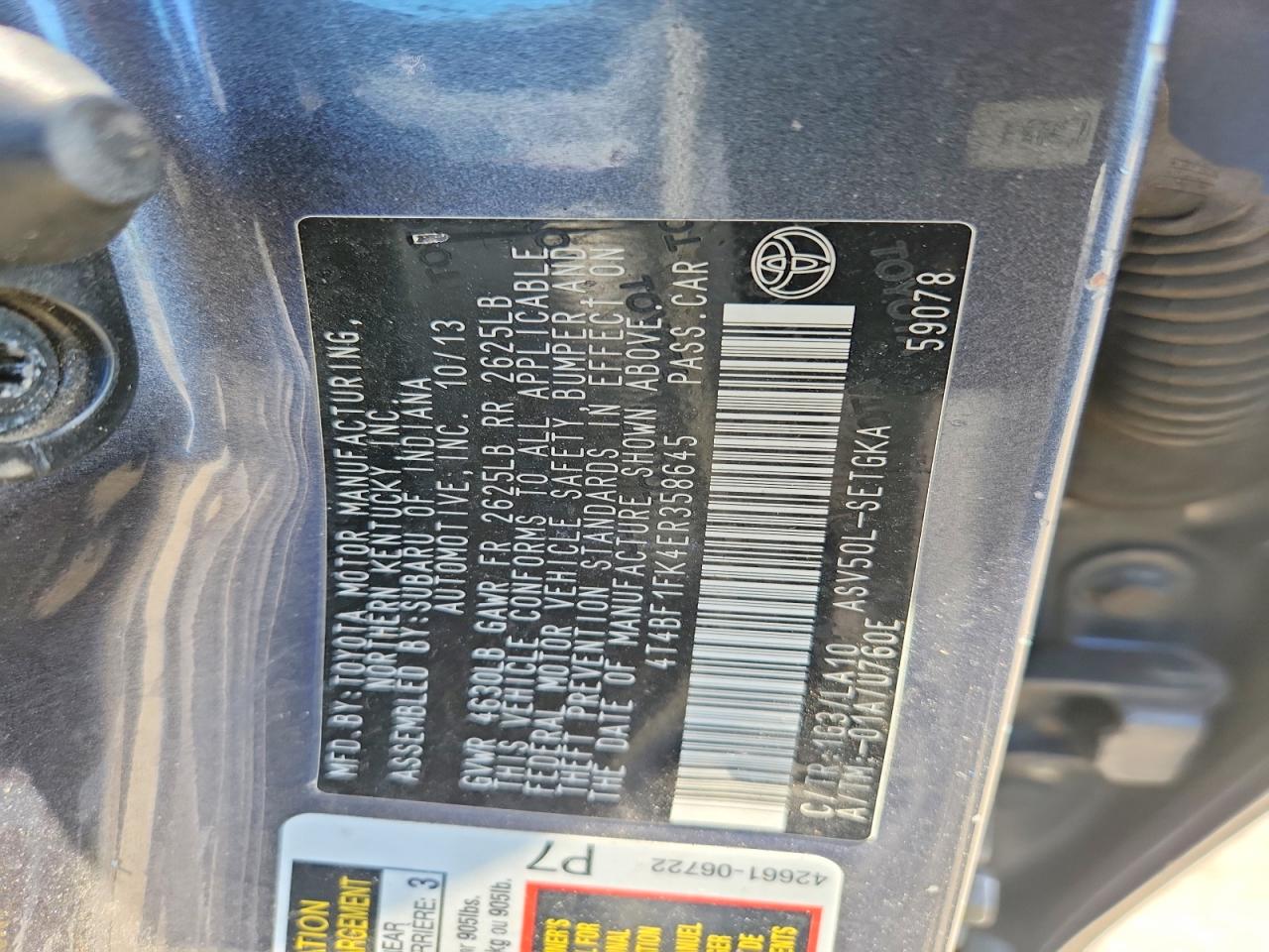 2014 Toyota Camry Xle Gray vin: 4T4BF1FK4ER358645