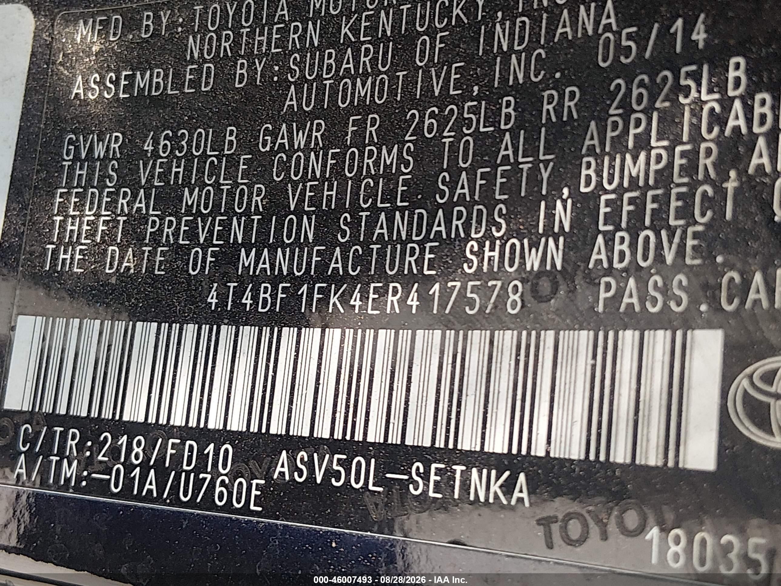 2014 Toyota Camry Le Черный vin: 4T4BF1FK4ER417578