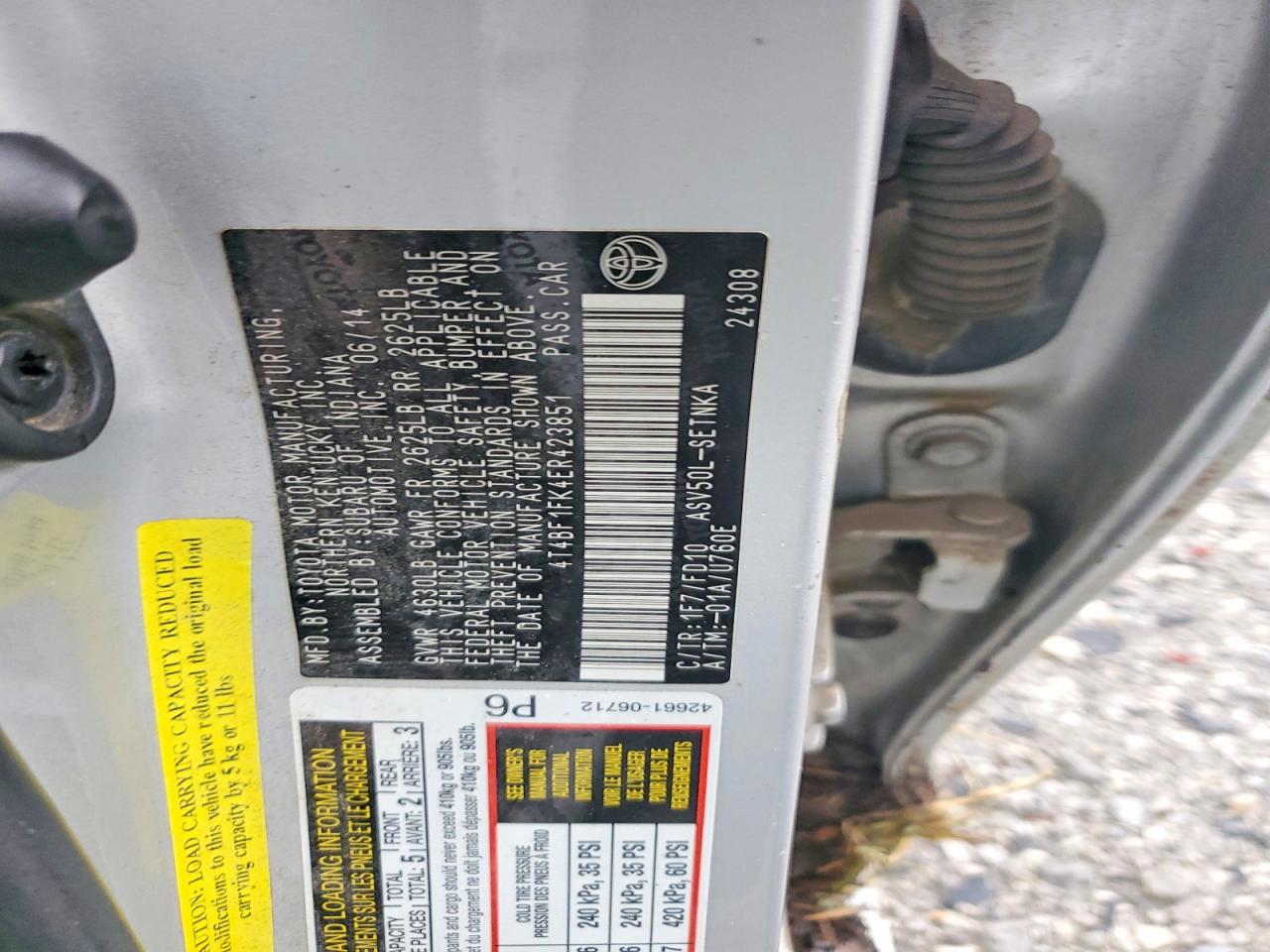 2014 Toyota Camry Le Silver vin: 4T4BF1FK4ER423851