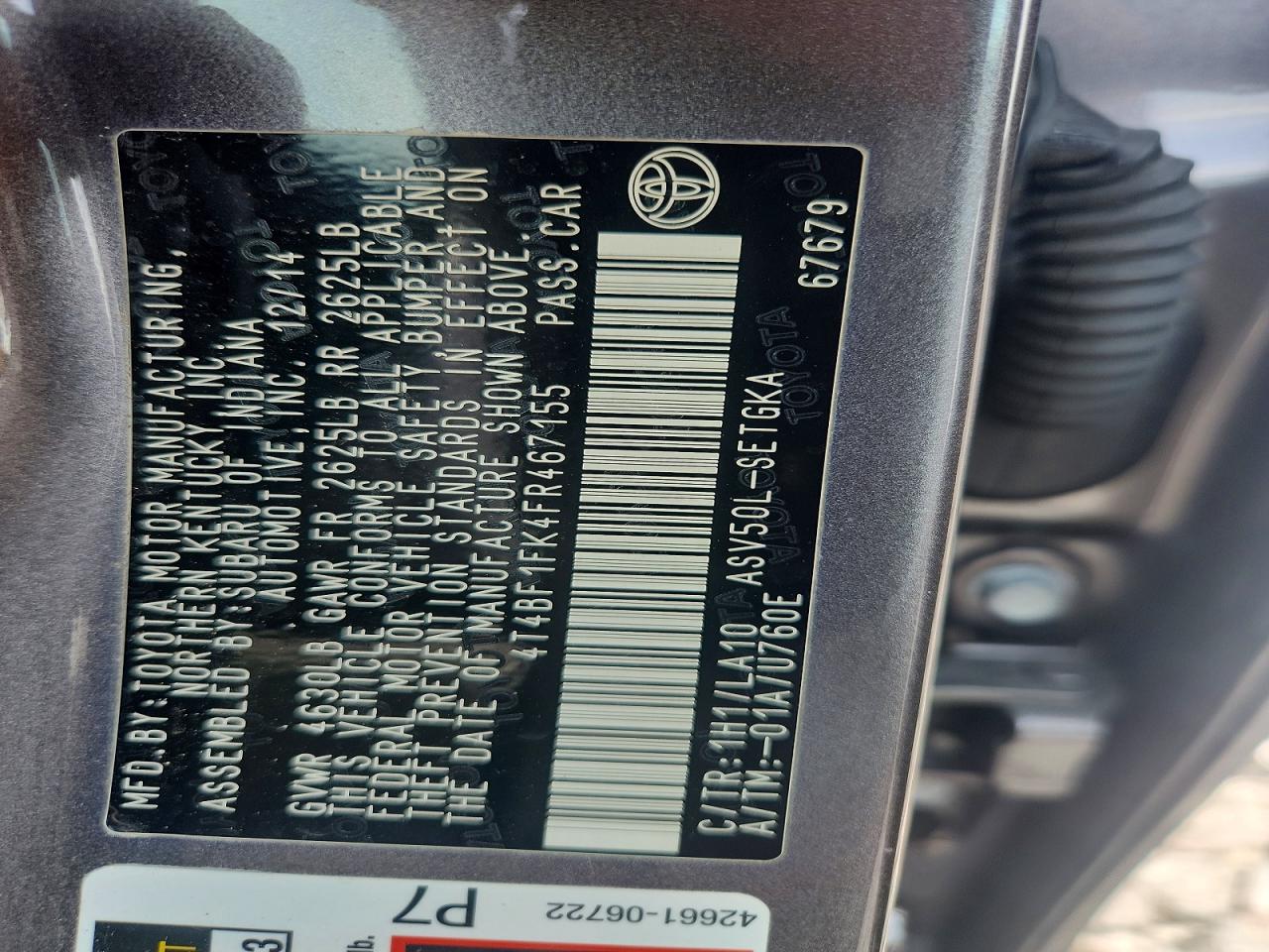 2015 Toyota Camry Xle Gray vin: 4T4BF1FK4FR467155