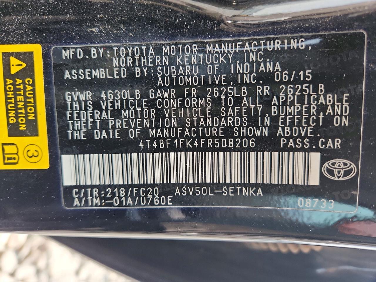 2015 Toyota Camry Le Black vin: 4T4BF1FK4FR508206