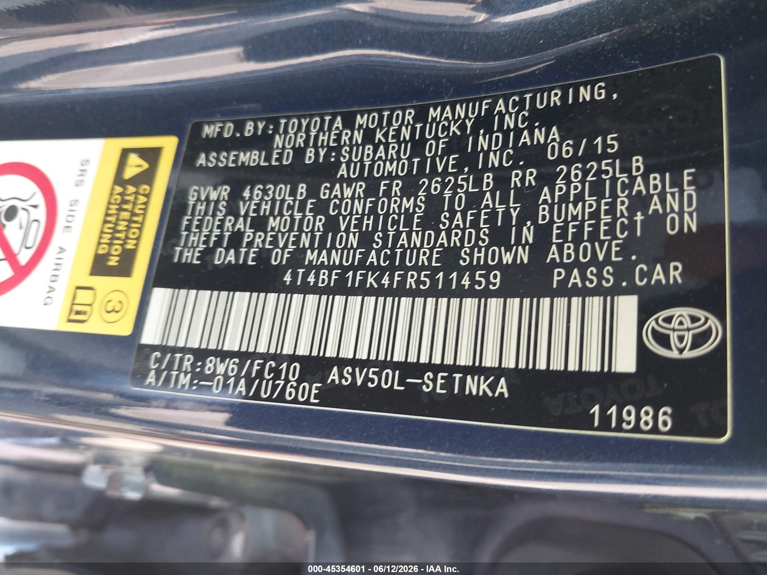 2015 Toyota Camry Le Синий vin: 4T4BF1FK4FR511459
