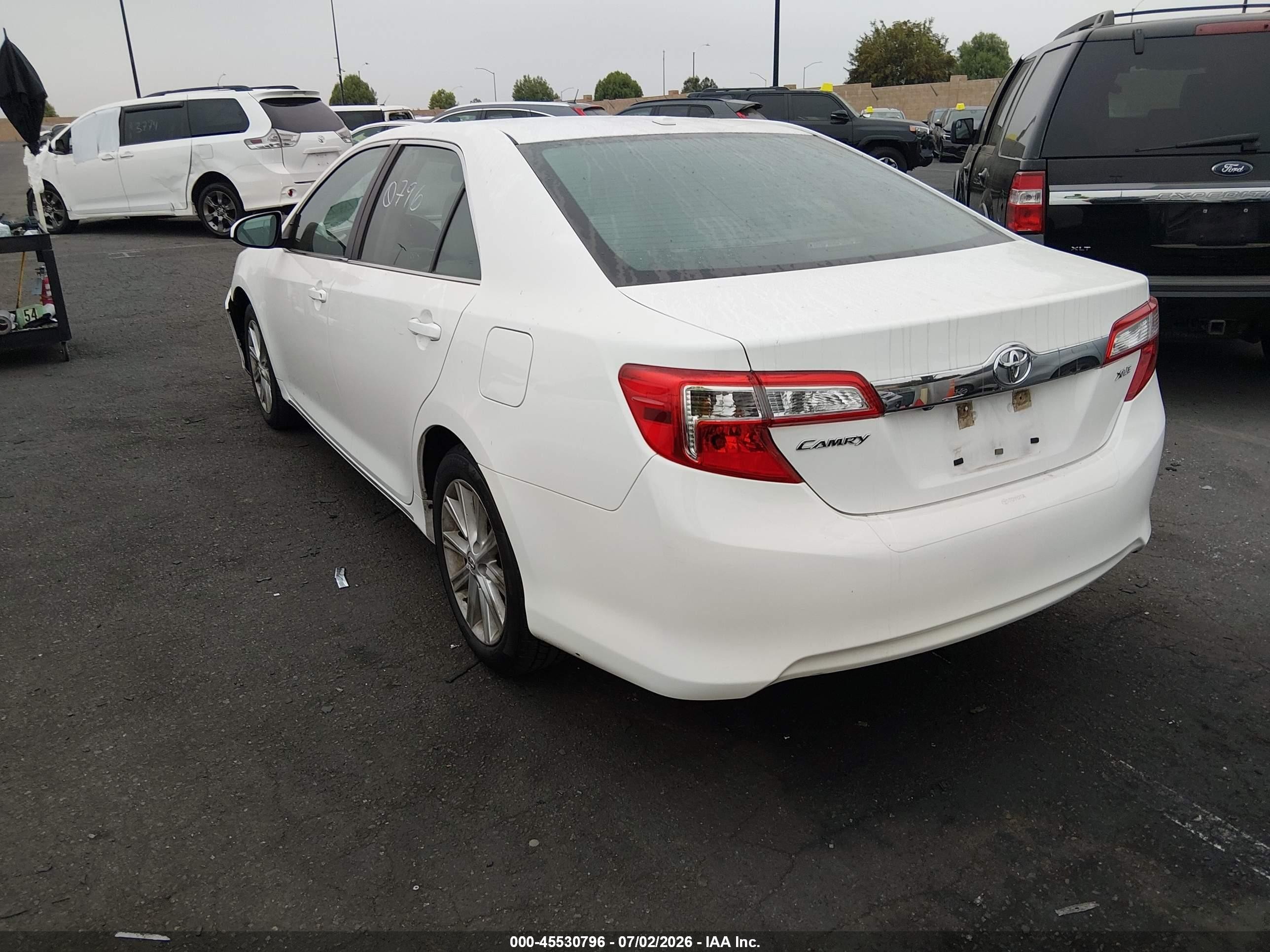 2013 Toyota Camry Xle White vin: 4T4BF1FK5DR294209