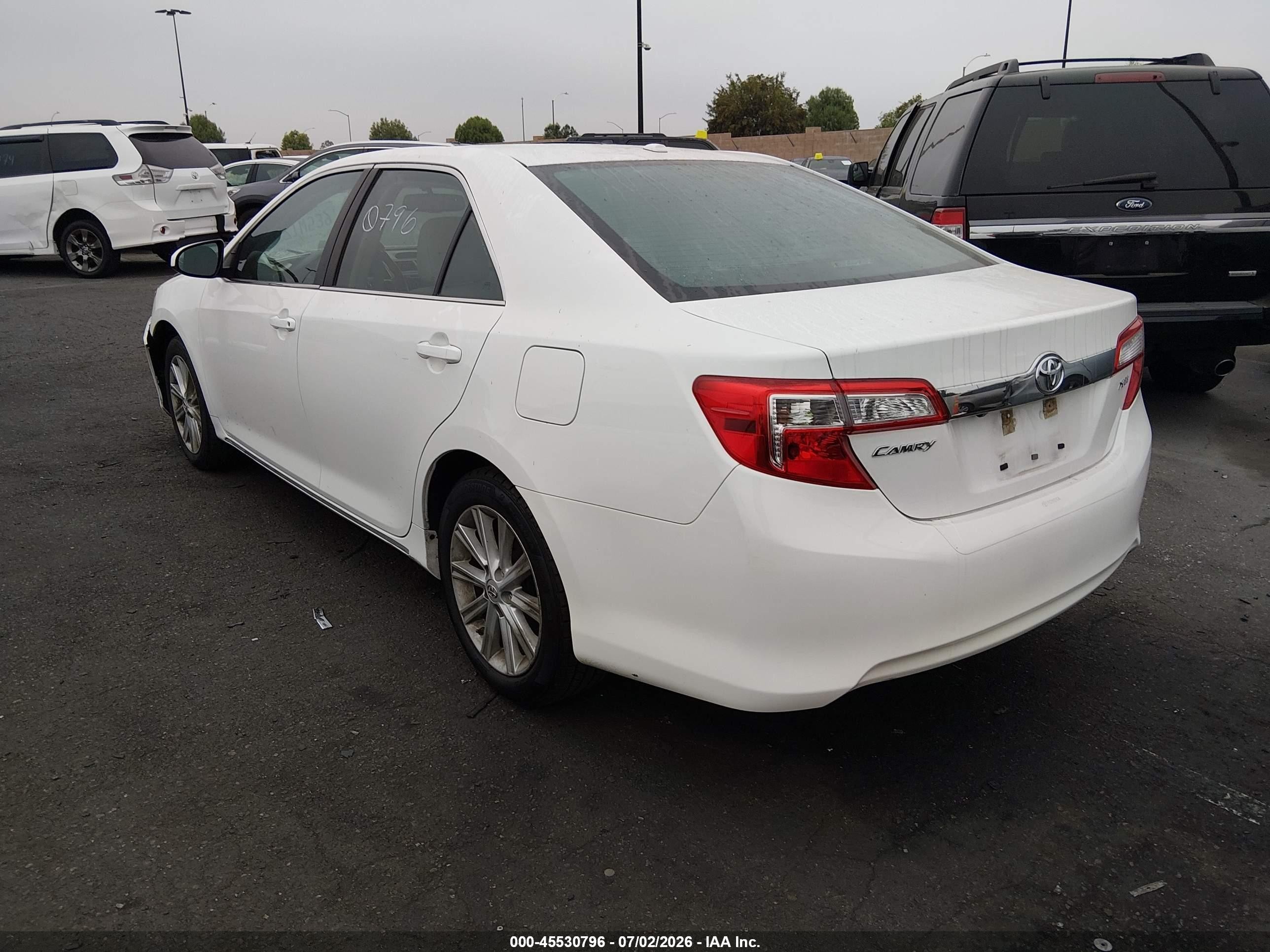 2013 Toyota Camry Xle White vin: 4T4BF1FK5DR294209
