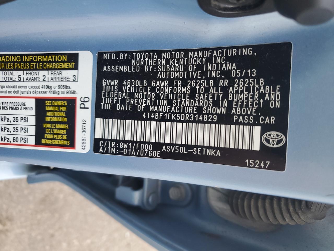 2013 Toyota Camry L Blue vin: 4T4BF1FK5DR314829