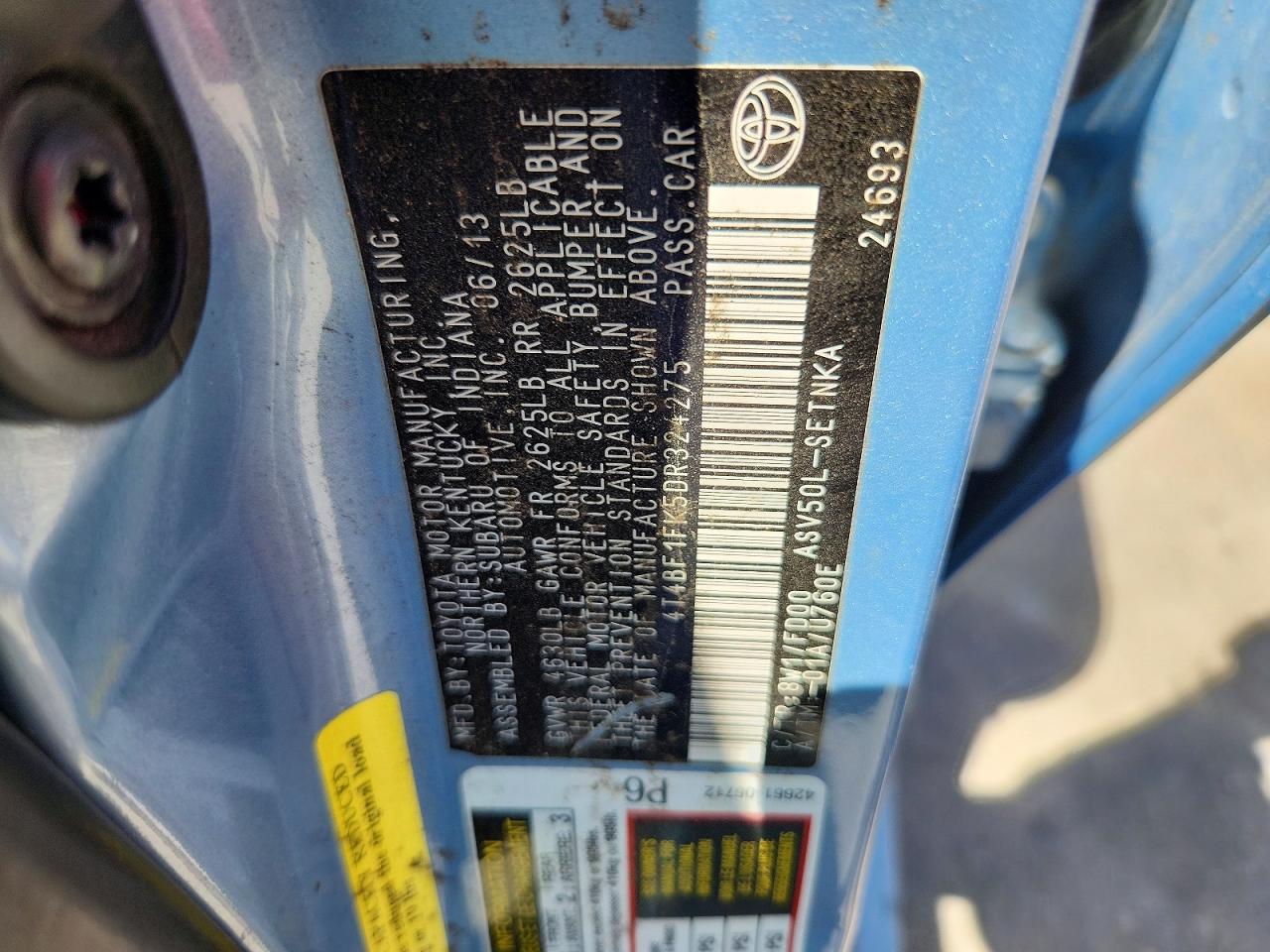 2013 Toyota Camry Le Blue vin: 4T4BF1FK5DR324275
