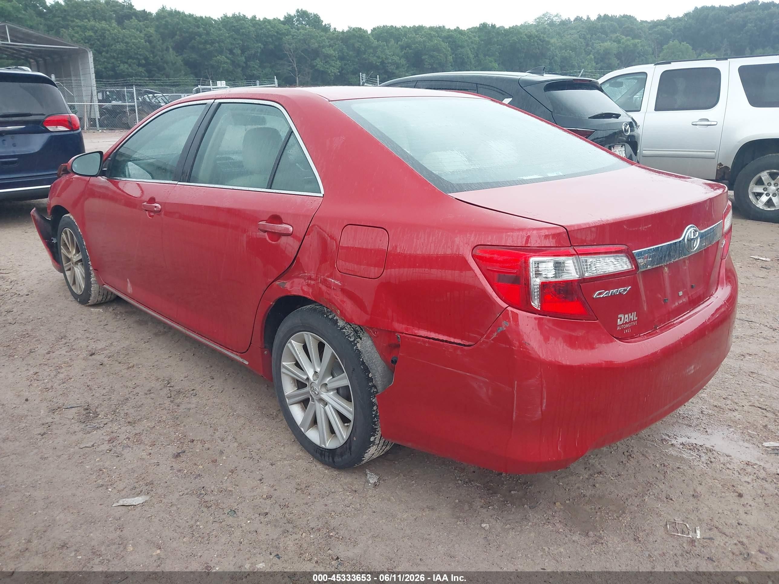 2013 Toyota Camry Xle Red vin: 4T4BF1FK5DR336278