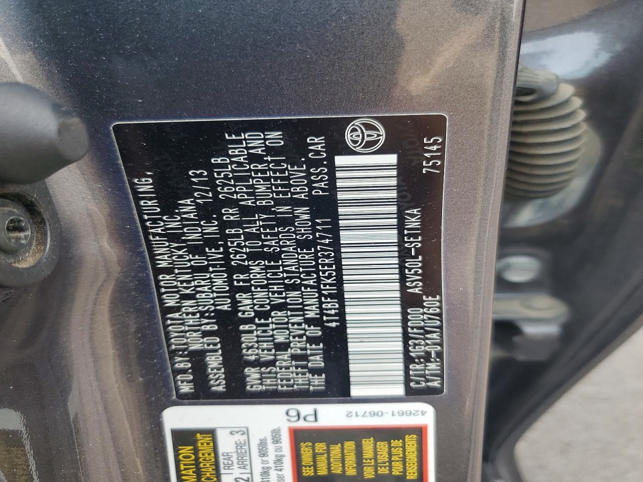 2014 Toyota Camry Le Gray vin: 4T4BF1FK5ER374711