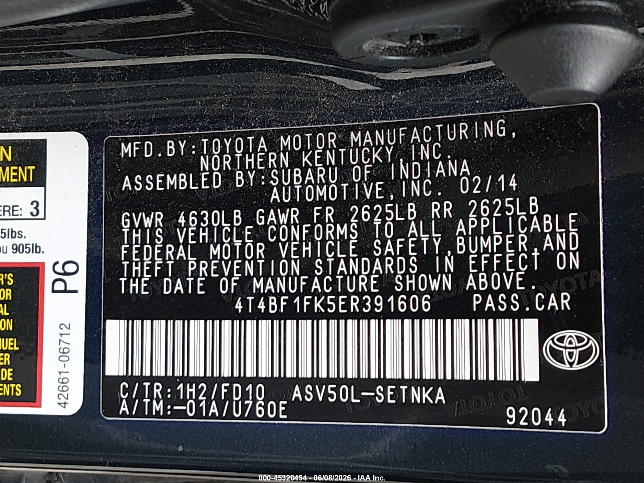 2014 Toyota Camry Le Black vin: 4T4BF1FK5ER391606