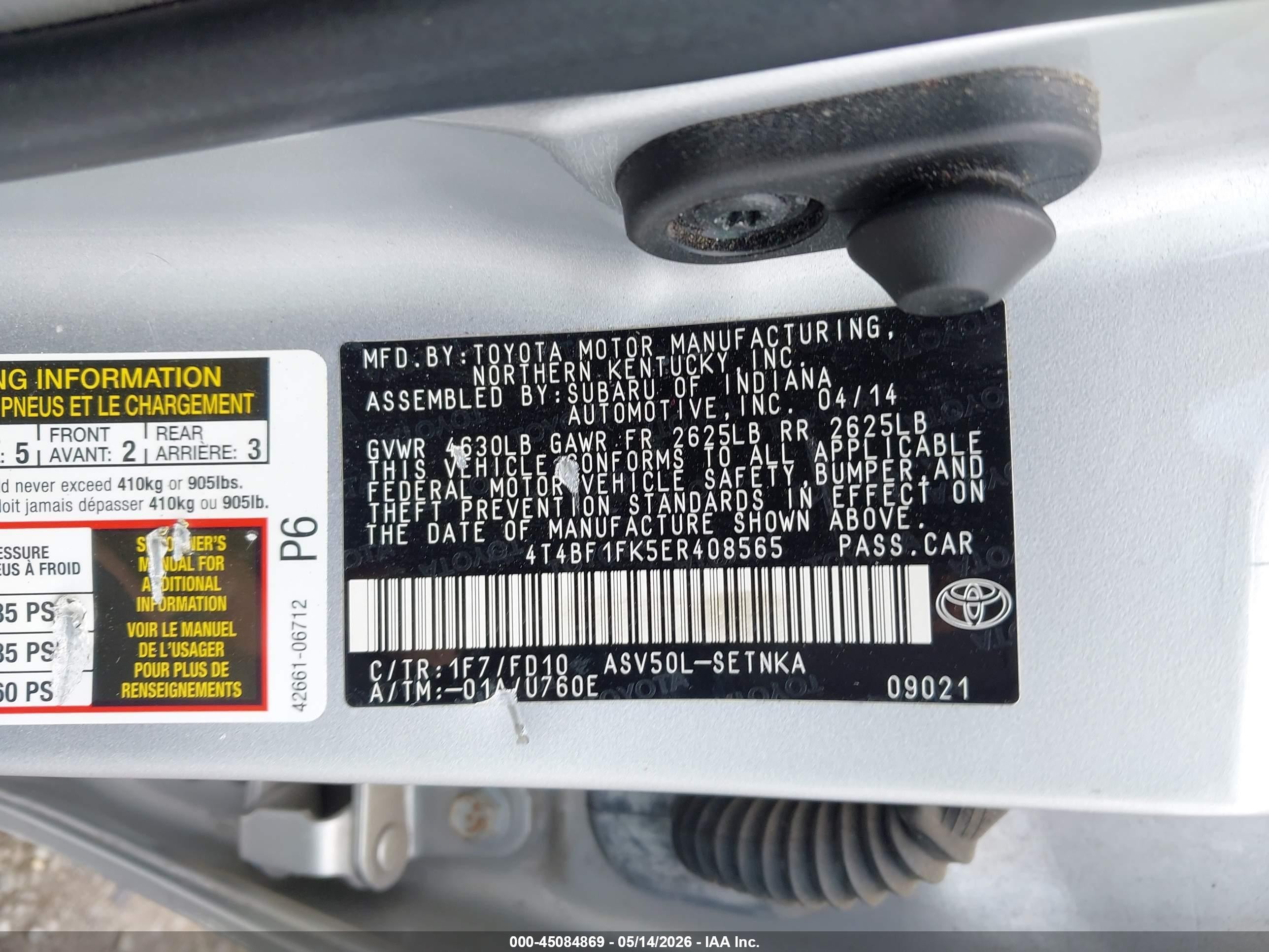 2014 Toyota Camry Le Серебряный vin: 4T4BF1FK5ER408565
