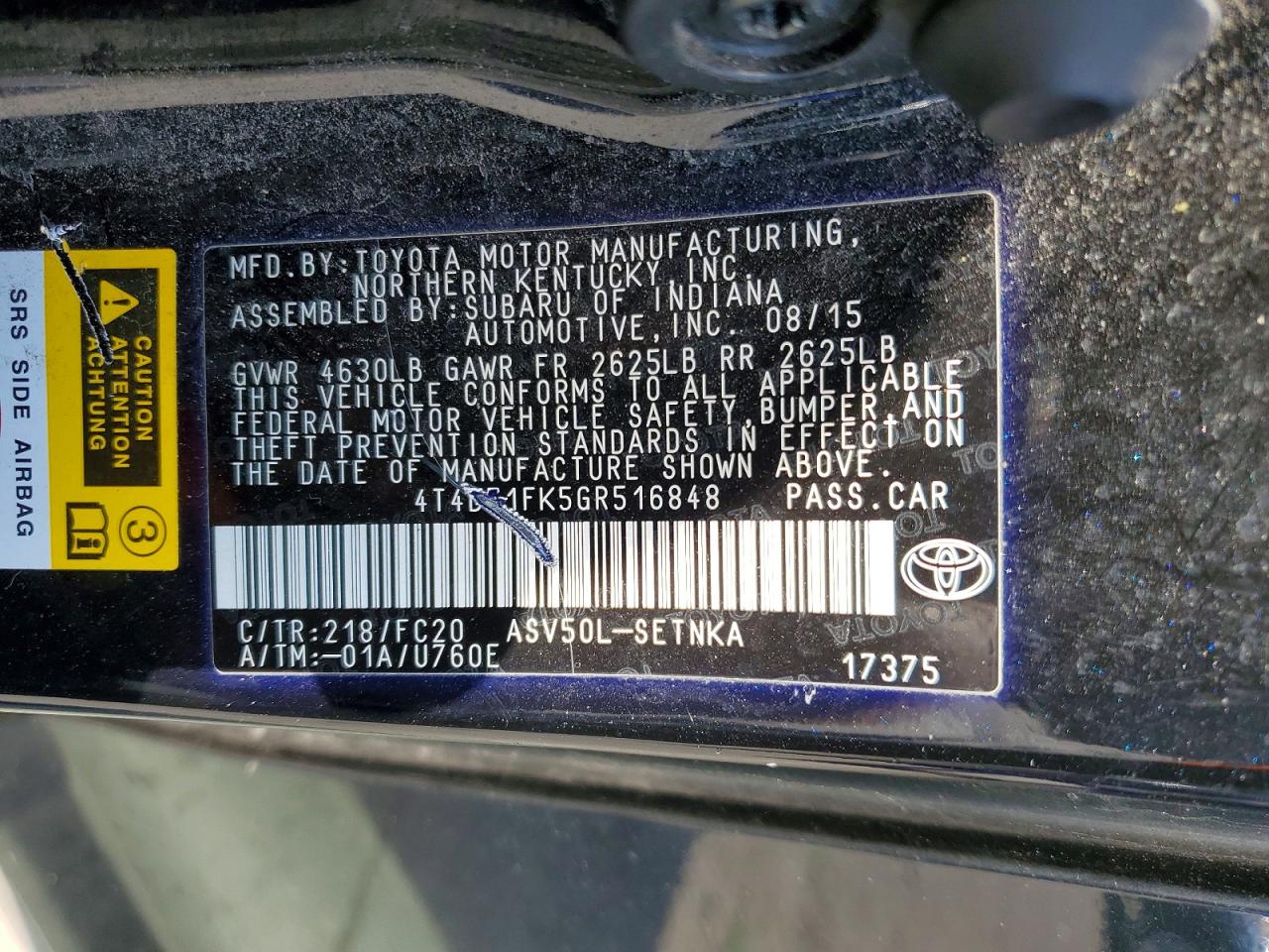 2016 Toyota Camry Le Black vin: 4T4BF1FK5GR516848