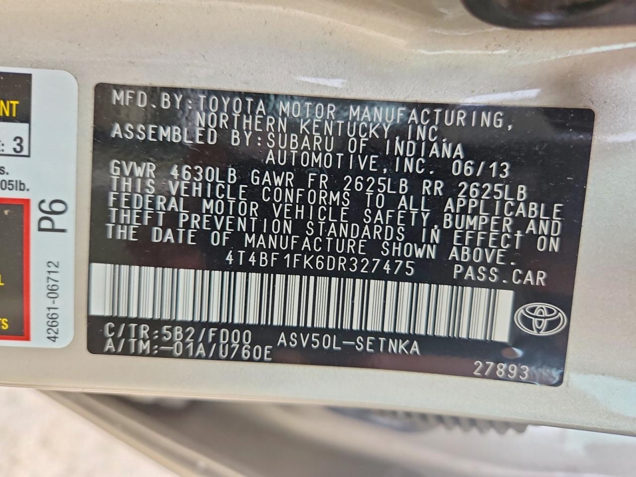 2013 Toyota Camry Le Серебряный vin: 4T4BF1FK6DR327475