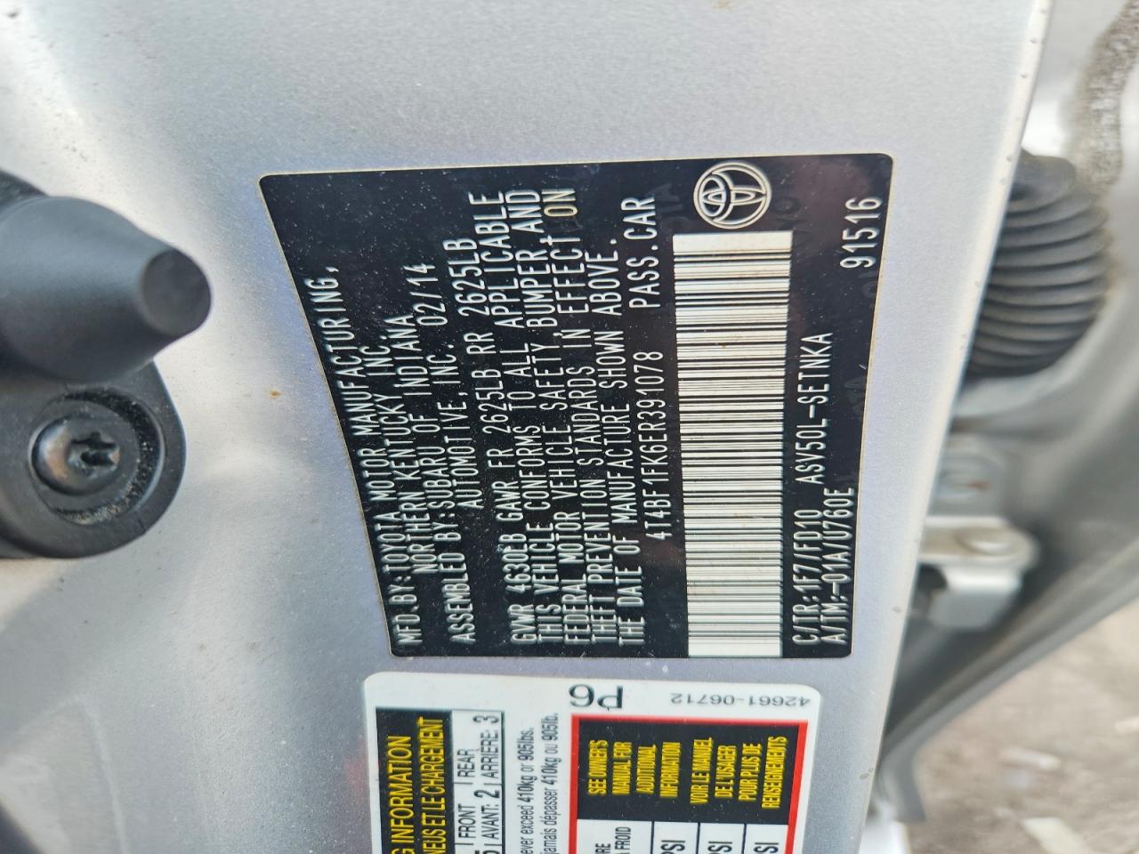 2014 Toyota Camry Le Silver vin: 4T4BF1FK6ER391078