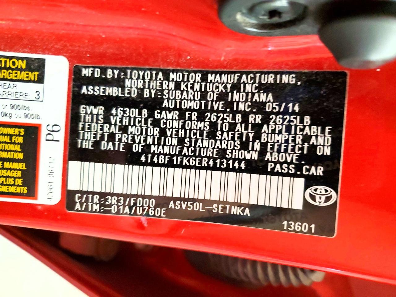 2014 Toyota Camry Le Red vin: 4T4BF1FK6ER413144