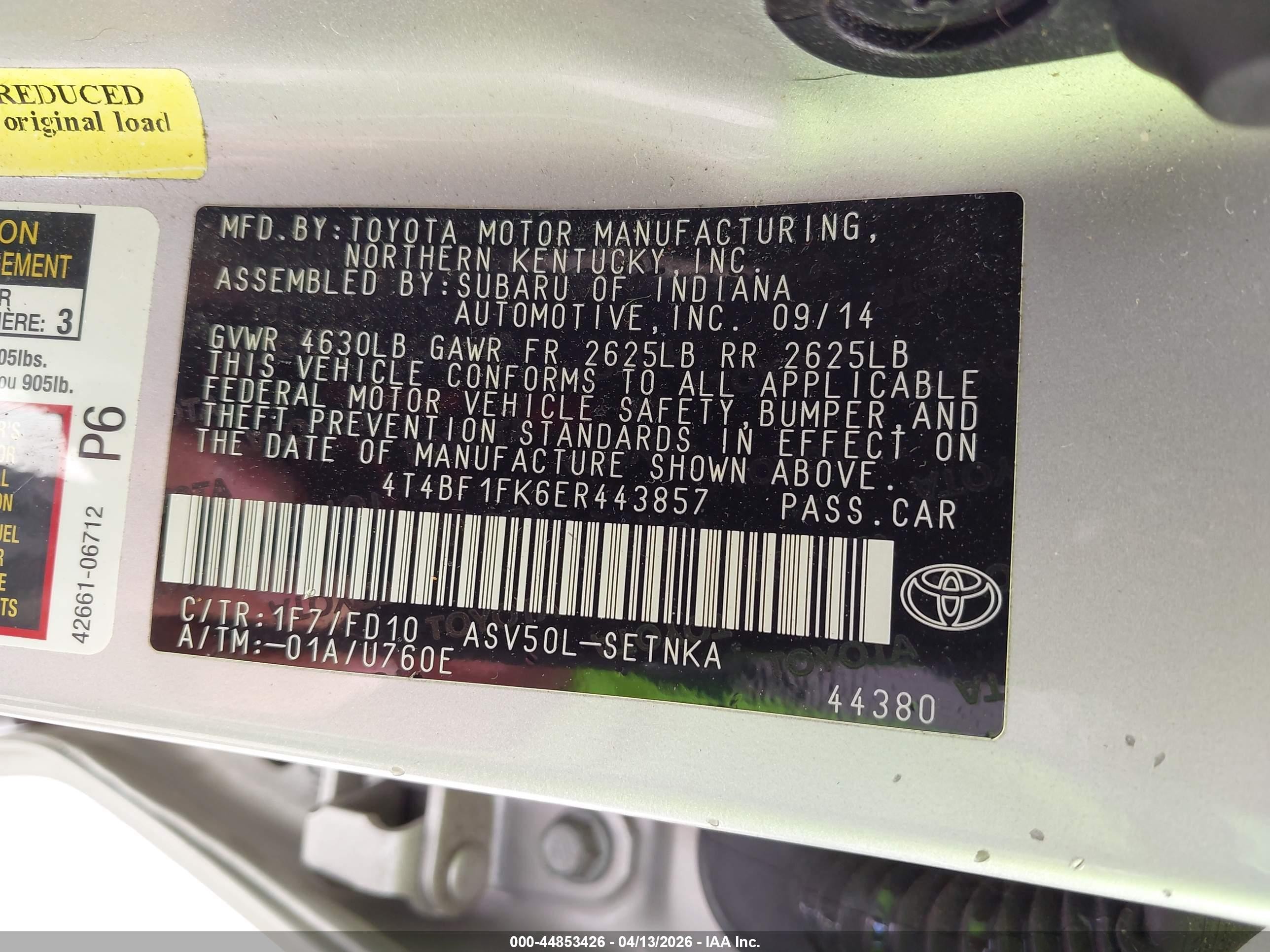 2014 Toyota Camry Le Серебряный vin: 4T4BF1FK6ER443857