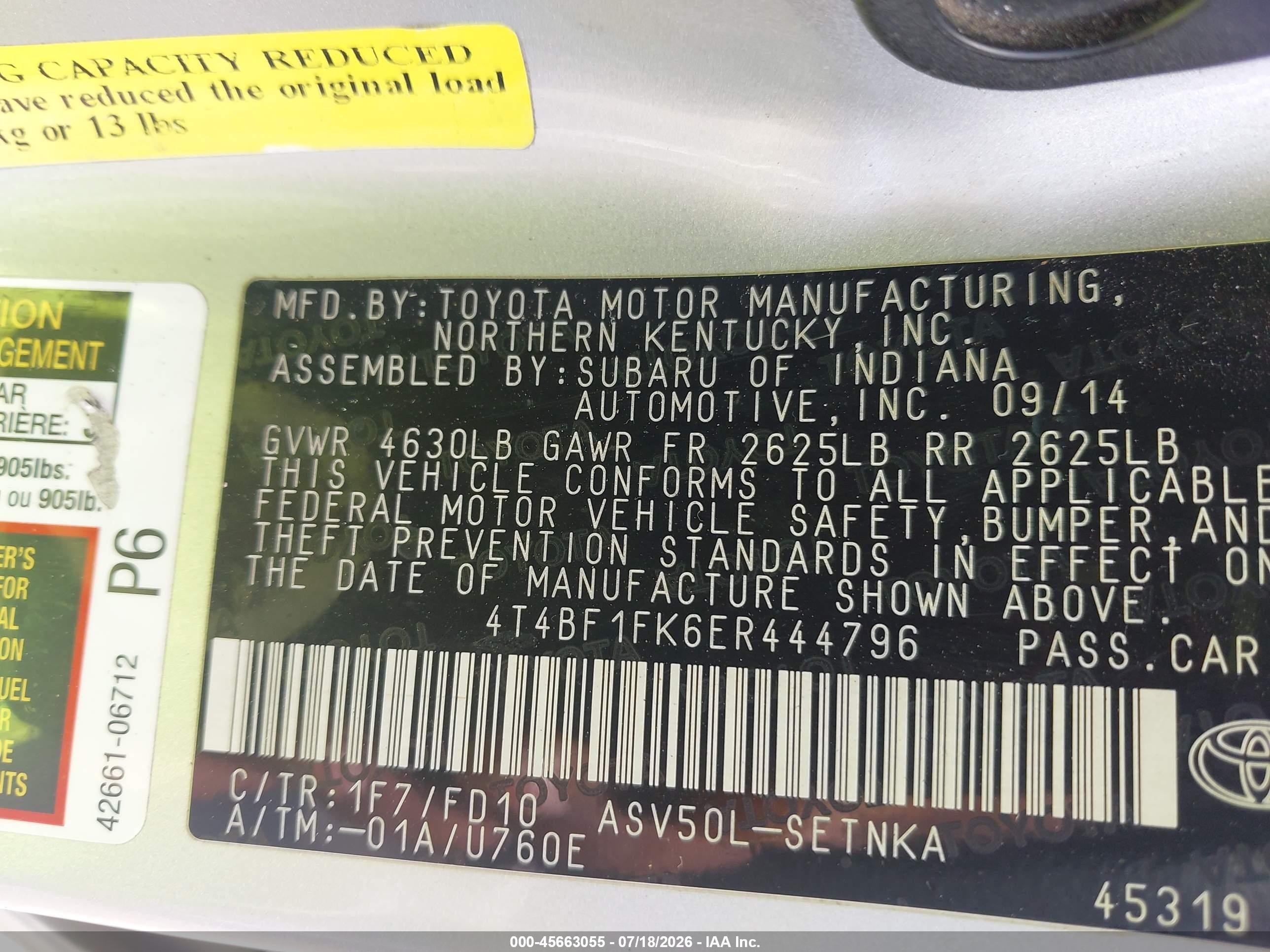 2014 Toyota Camry Le Silver vin: 4T4BF1FK6ER444796