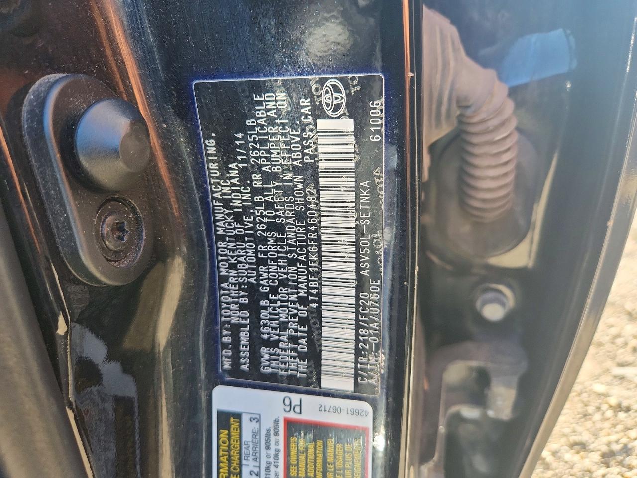 2015 Toyota Camry Le Black vin: 4T4BF1FK6FR460482