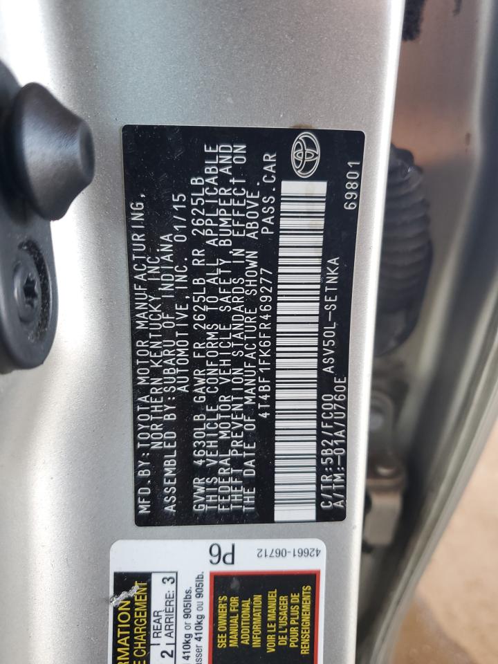 2015 Toyota Camry Le Silver vin: 4T4BF1FK6FR469277