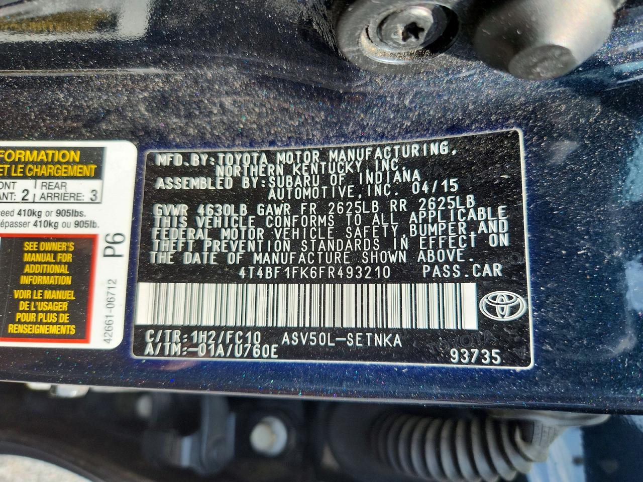 2015 Toyota Camry Le Черный vin: 4T4BF1FK6FR493210