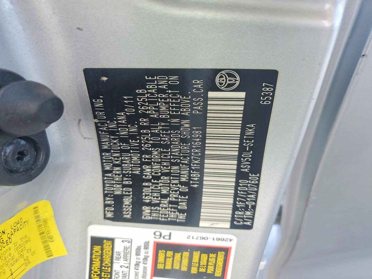 2012 Toyota Camry Le Silver vin: 4T4BF1FK7CR164981