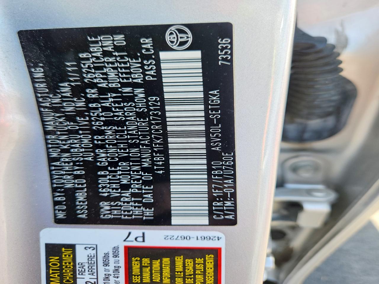 2012 Toyota Camry Xle Silver vin: 4T4BF1FK7CR173129
